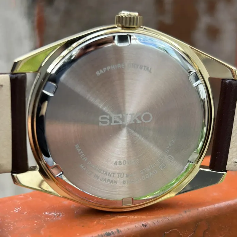 Seiko SUR450 Essentials Men’s Quartz Watch Gold Case Leather